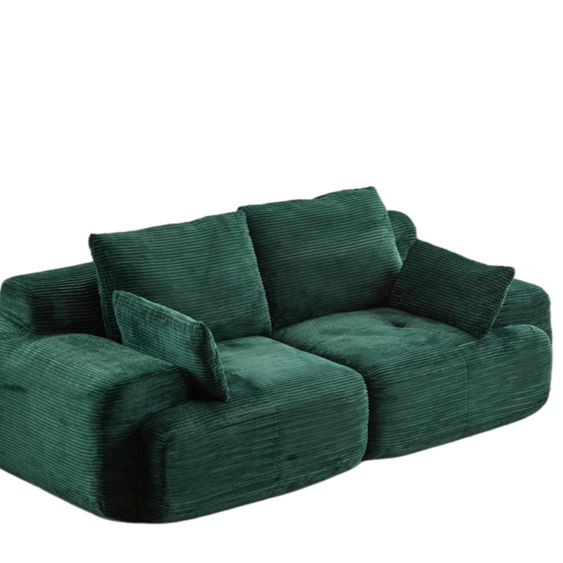 Modern Memory Foam Compressed Sofa,2 Seater Large Sectional Couches For Living Room,Pet-Friendly Cloud Modular Sectional Sofa,Corduroy Fabric,Extra Deep Loveseat,No Assembly Required