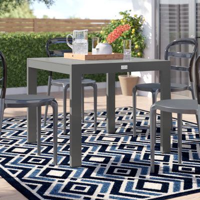 Bisharah Square Metal Outdoor Dining Table With Umbrella Hole , 35.5'' in. W 35.5'' in. D