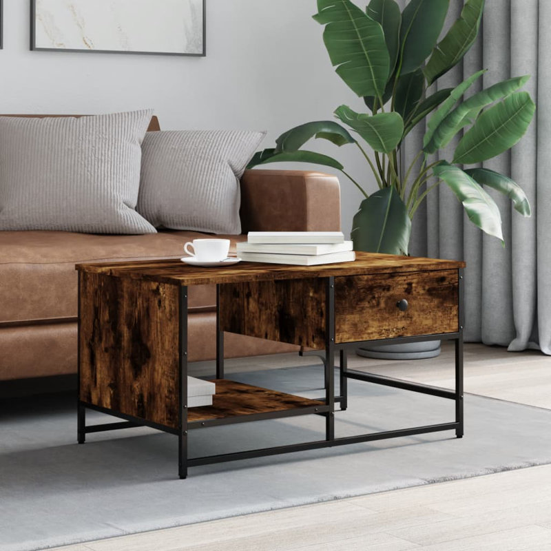 Rosengard Four Leg Coffee Table with Storage, Smoked Oak