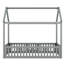 Lit simple avec clôture et porte, porte en bois de pin robuste gris-1770014656-1770014657