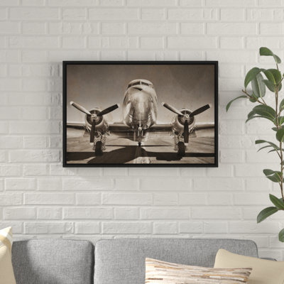«Vintage DC3 Air plane», photographie sur toile à cadre flottant