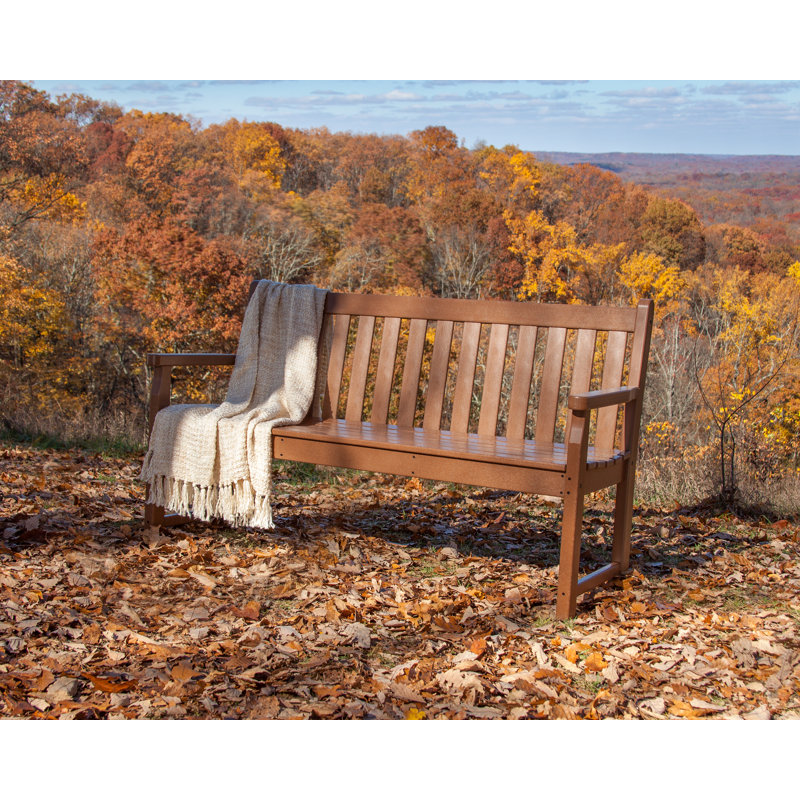 POLYWOOD Traditional Garden Bench, Sand, 35" H x 55.5" W x 24.25" D