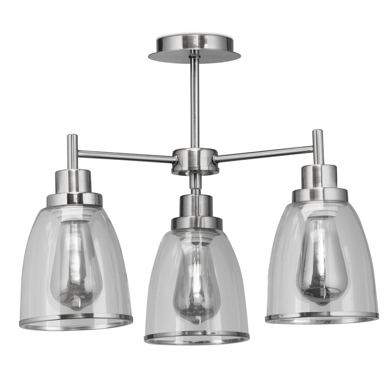 Danyella 3 light Clear Glass Semi Flush Ceiling Light