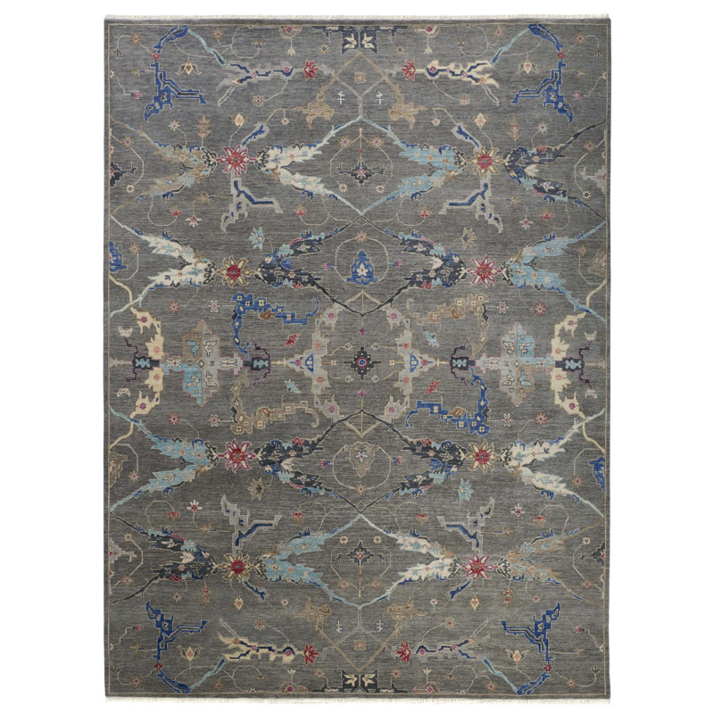 Tapis traditionnel floral et botanique Electra, Rouge, Carré 1 pi 6 po