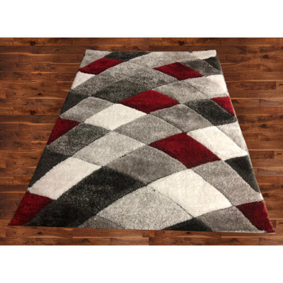 Gris Touffeté et rouge Callicoon Tapis décoratif