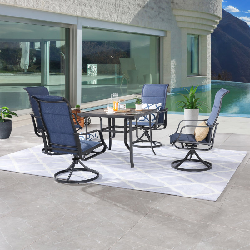Swanville 4 - Person Patio Dining Set with Square Table, Blue