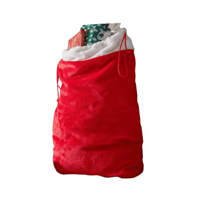 70cm Large Red and White Christmas Santa Gift Sack with Drawstring