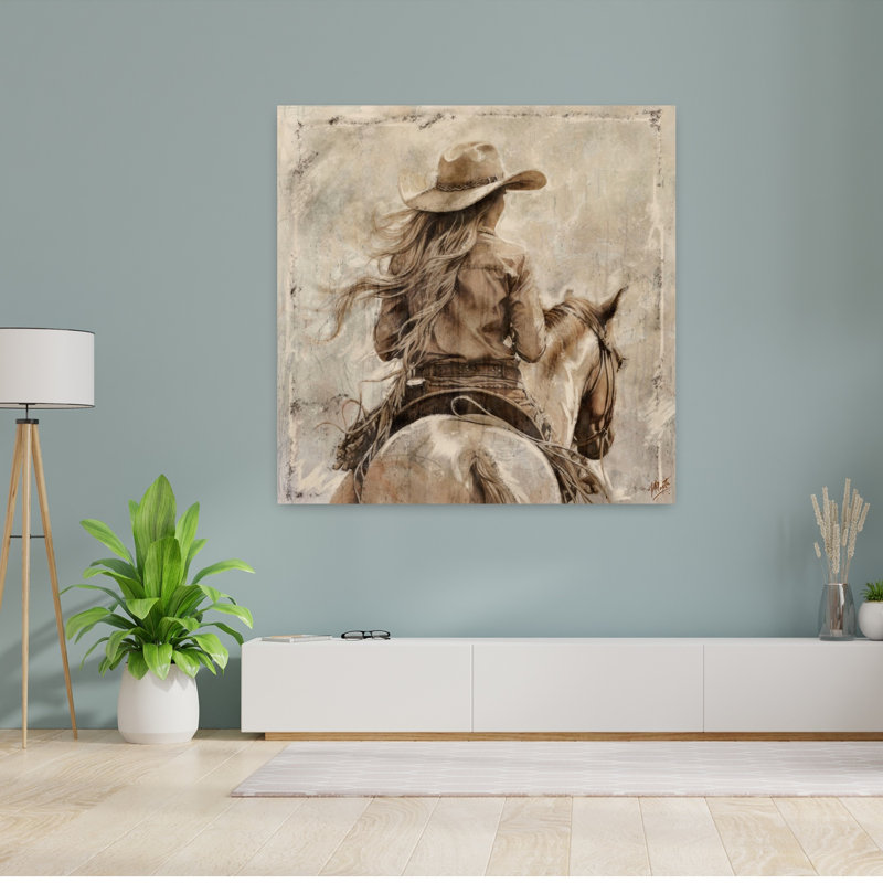 Cowgirl II, art cheval contemporain, H 48 po x l 48 po