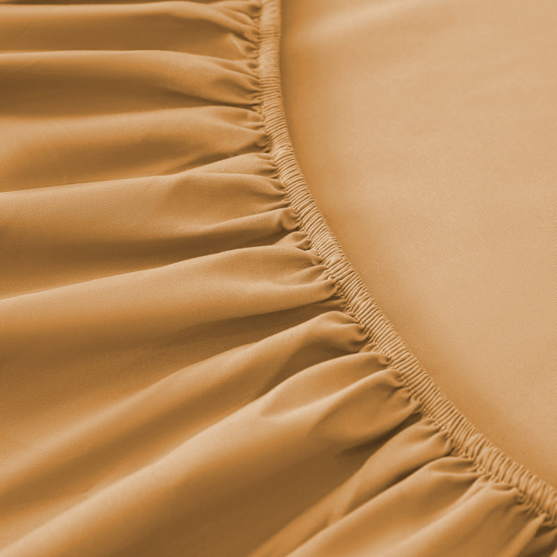 Super Soft Extra Deep Pocket Microfiber Brushed Fitted Sheet, Ochre, Double (4'6)