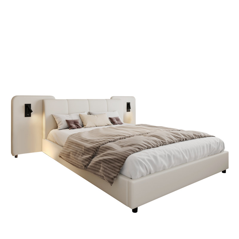 Upholstered Bed, Beige