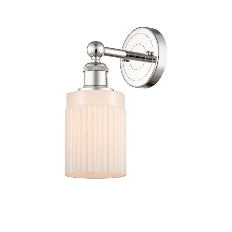 Applique murale à bras 1 lumière Kamena, Blanc mat, Nickel poli