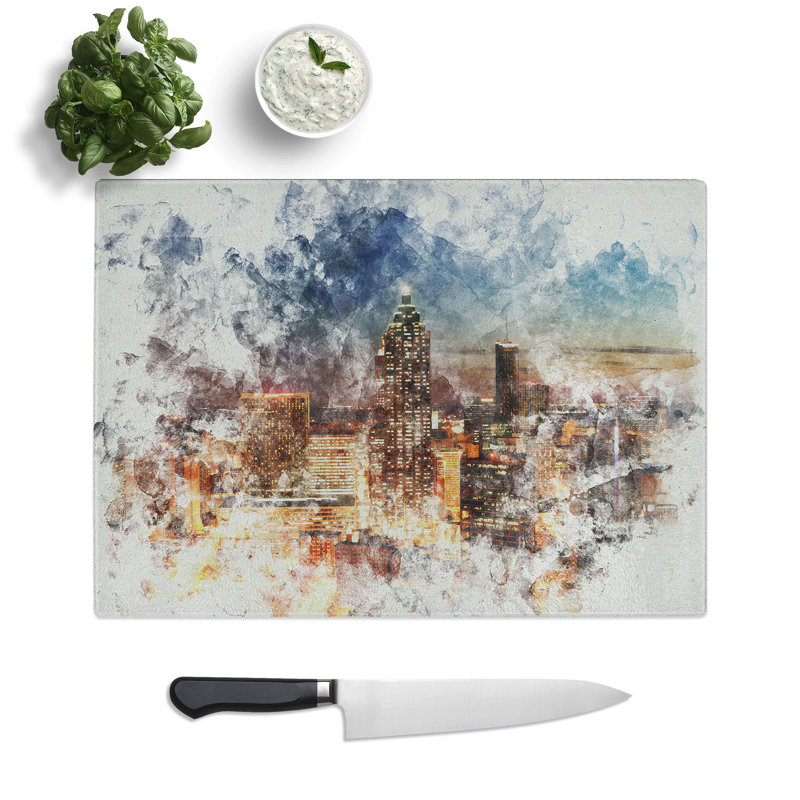 Atlanta Georgia Skyline Watercolour Chopping Board, 0.4cm H x 20cm W x 28.5cm L