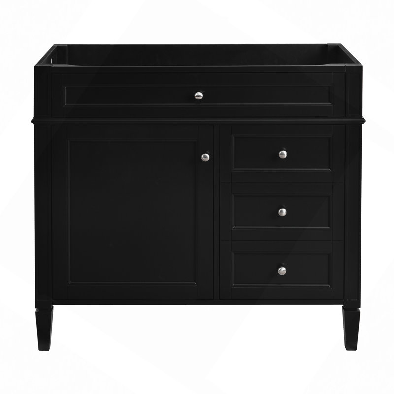 Meuble-lavabo de salle de bain sans lavabo supérieur, armoire de rangement moderne avec 2 tiroirs et un tiroir basculant, cadre en bois massif