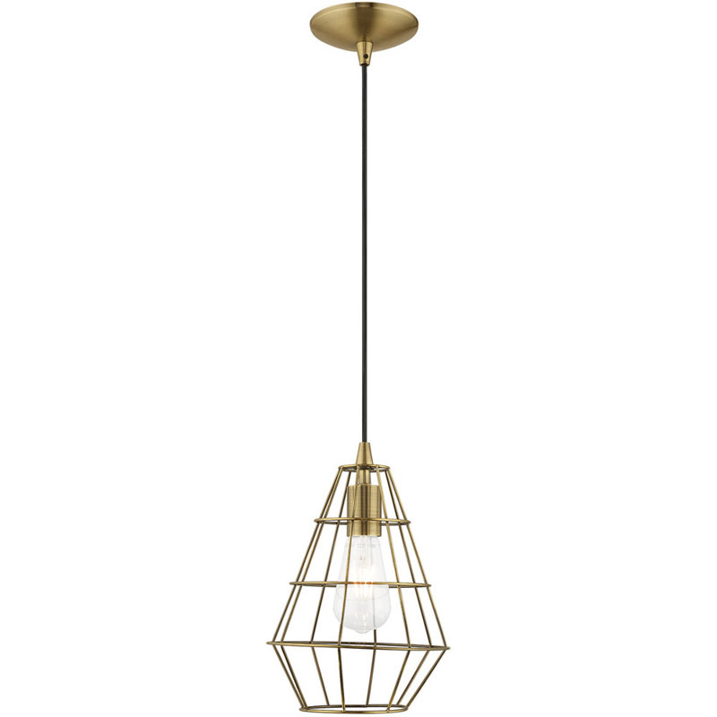 Luminaire suspendu sphère 1 lumière, Laiton antique / noir, Laiton antique