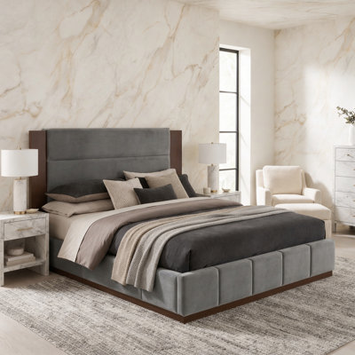 Modern Upholstered Bed With Tall Headboard