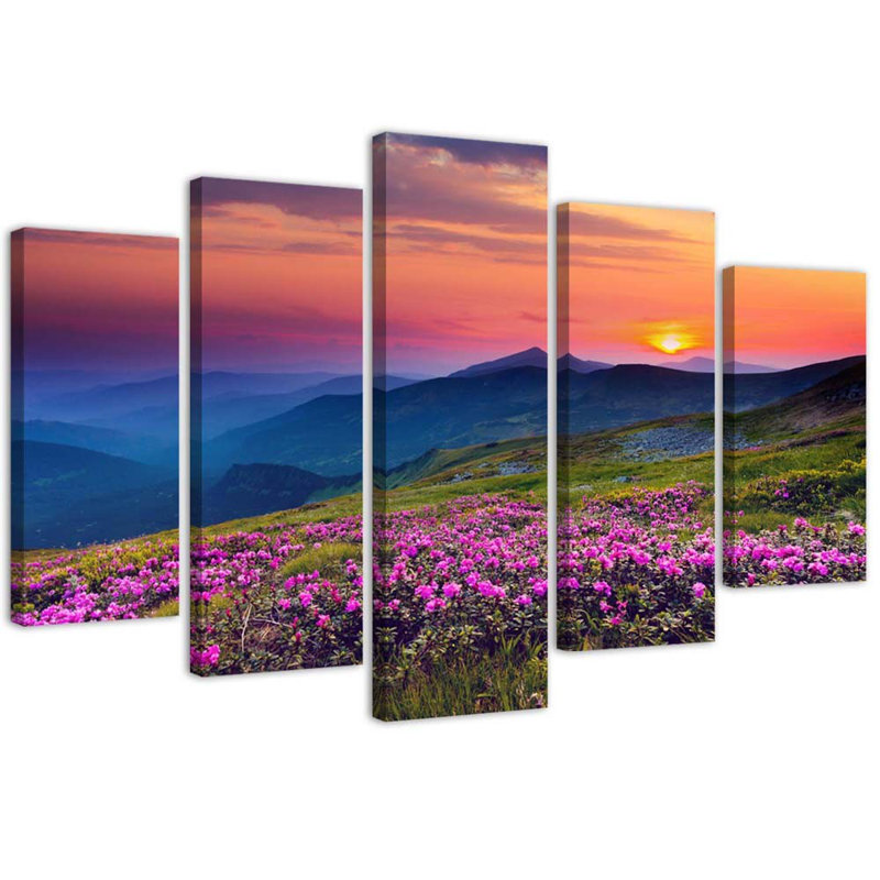 Sunrise Landscape - 5 Piece No Frame Print on Canvas, 70cm H x 100cm W