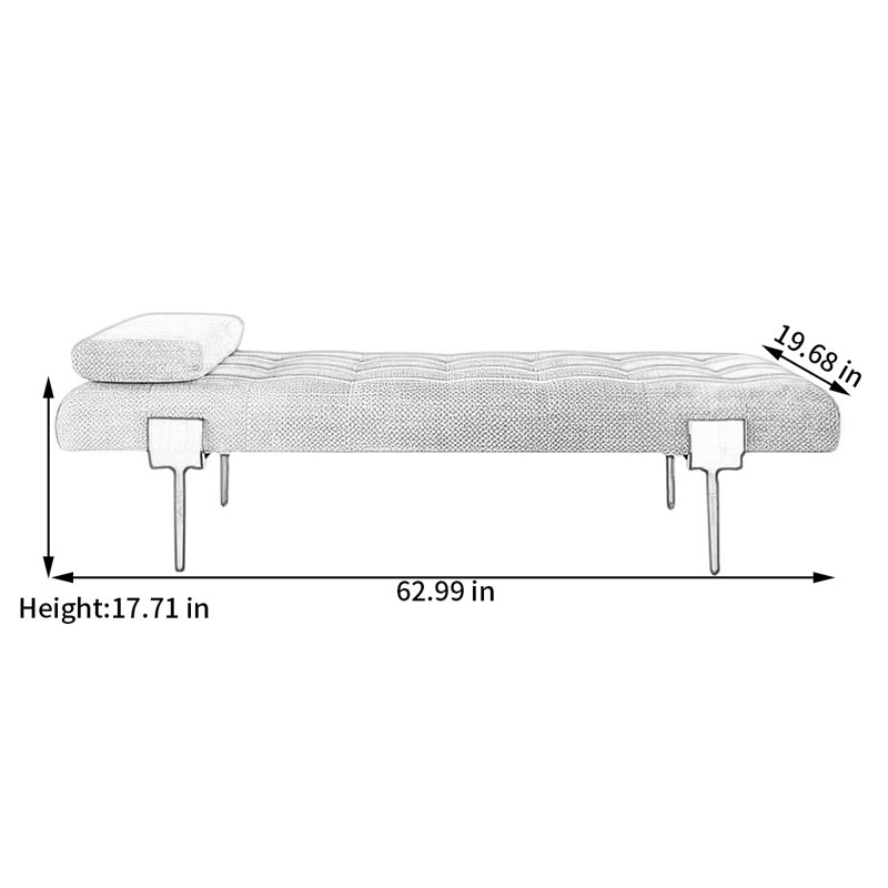 Banc de rangement Birsen, H 19,68 po x l 62,99 po x P 19,68 po