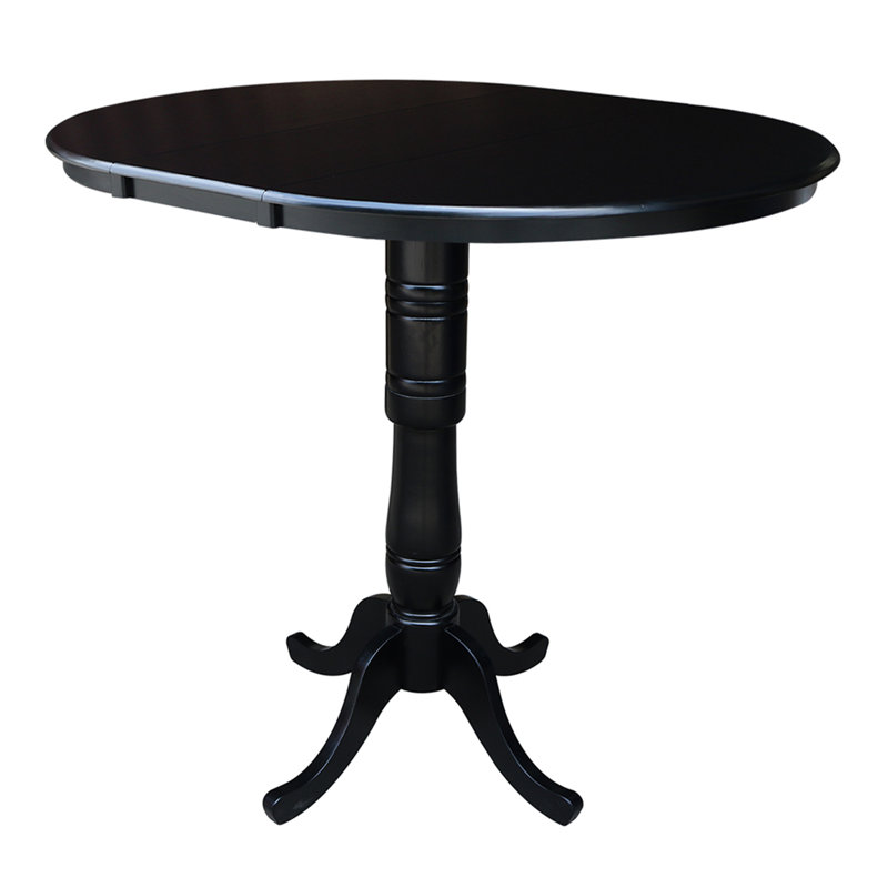 Dragana Extendable Round Solid Wood Dining Table, Black/Black
