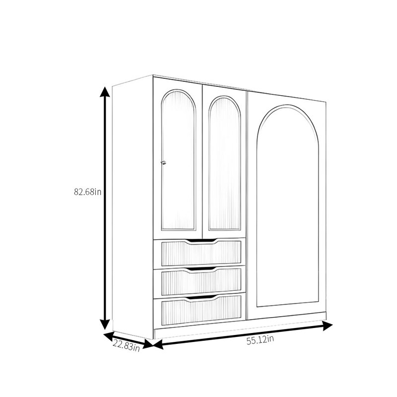 Modern Simple And Luxurious Wardrobe, 82.68" H x 55.12" W x 22.83" D