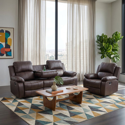 Ensemble de 2 fauteuils de salon Warmora en cuir végétalien brun et manuel (ensemble de 2)