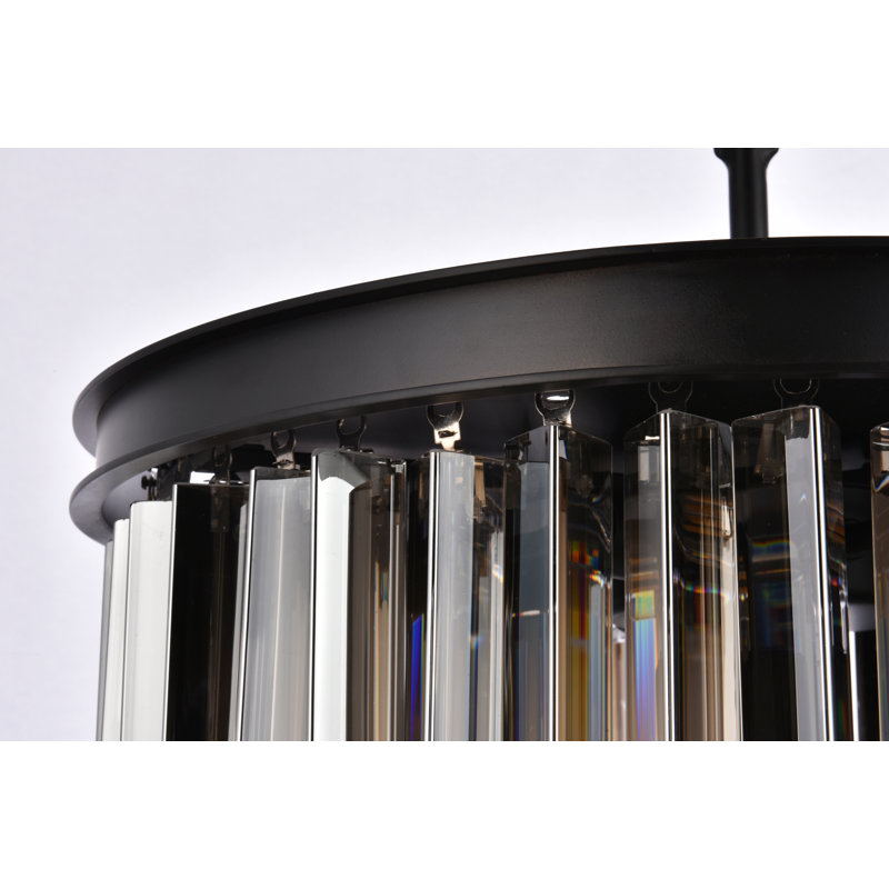 Lustre cylindrique unique à 6 lumières Yazmin, Abat-jour argenté (gris), Brun moka