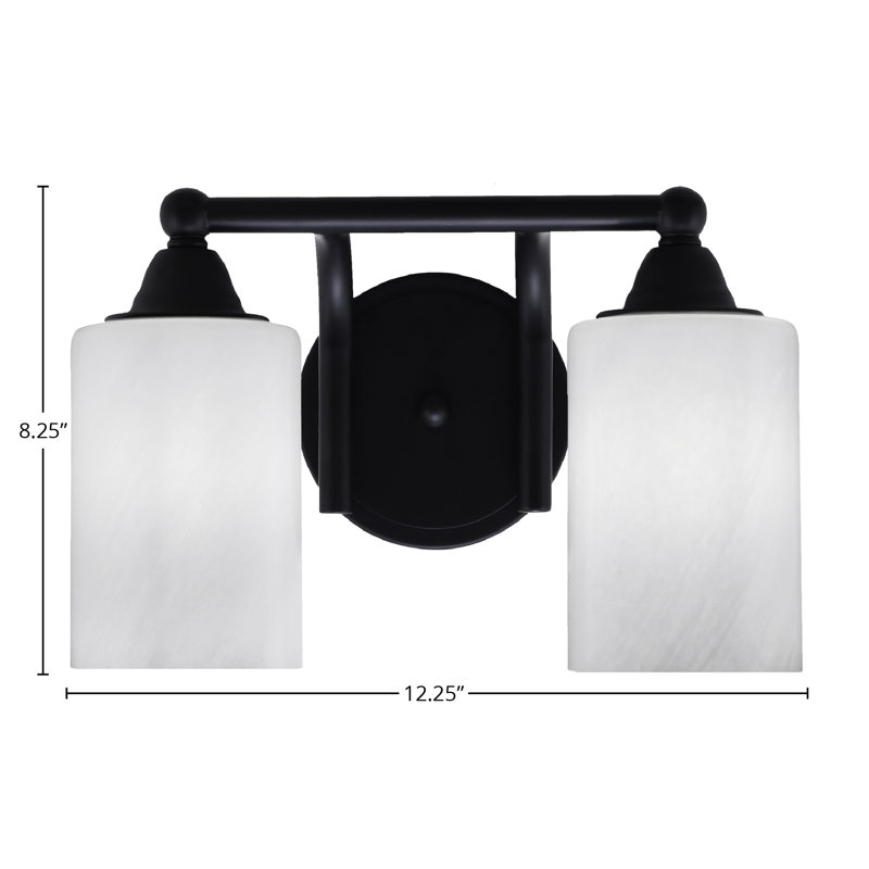 Solvejg 2 Light Bath Bar Shown In Matte Black Finish With 4" Glass, White