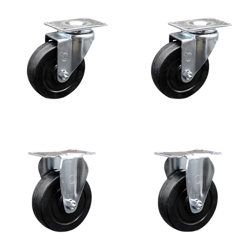 Ensemble de 4 roulettes pivotantes en caoutchouc souple 4 pièces