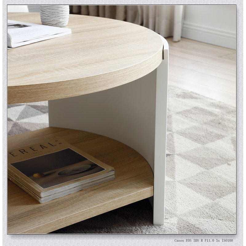 End Table, Small Side Table, Nightstand with 2-Layer Storage Shelves, Sofa Table for Small Spaces, Living Room, Bedroom, Stable Frame, Easy Assembly, (Natural color and white)