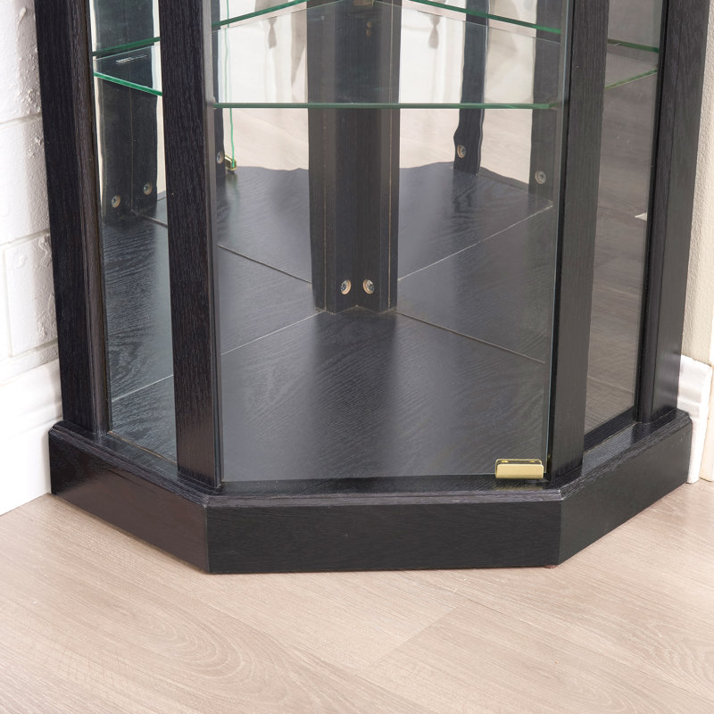 Vitrine d'angle en verre Therris, Noir, H 69,85 po x l 16,5 po x P 16,5 po