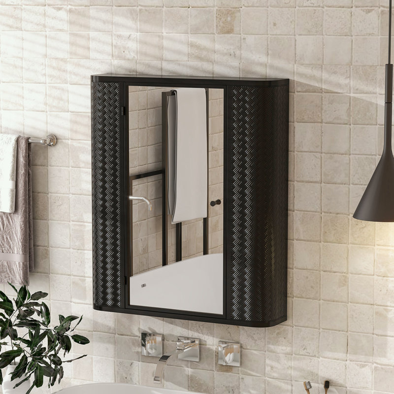 Armoire de salle de bain murale avec porte miroir et tablette