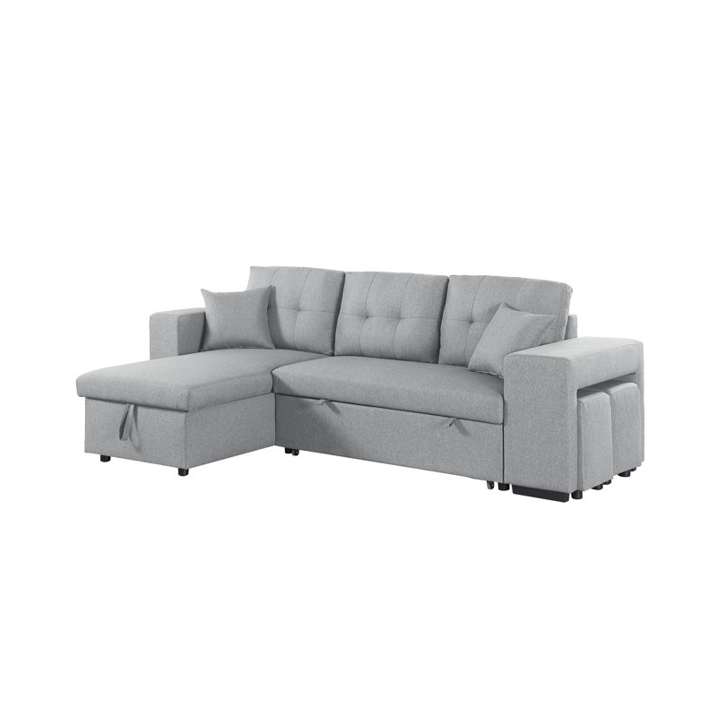 3 - Piece Upholstered Sectional, Light Gray Linen