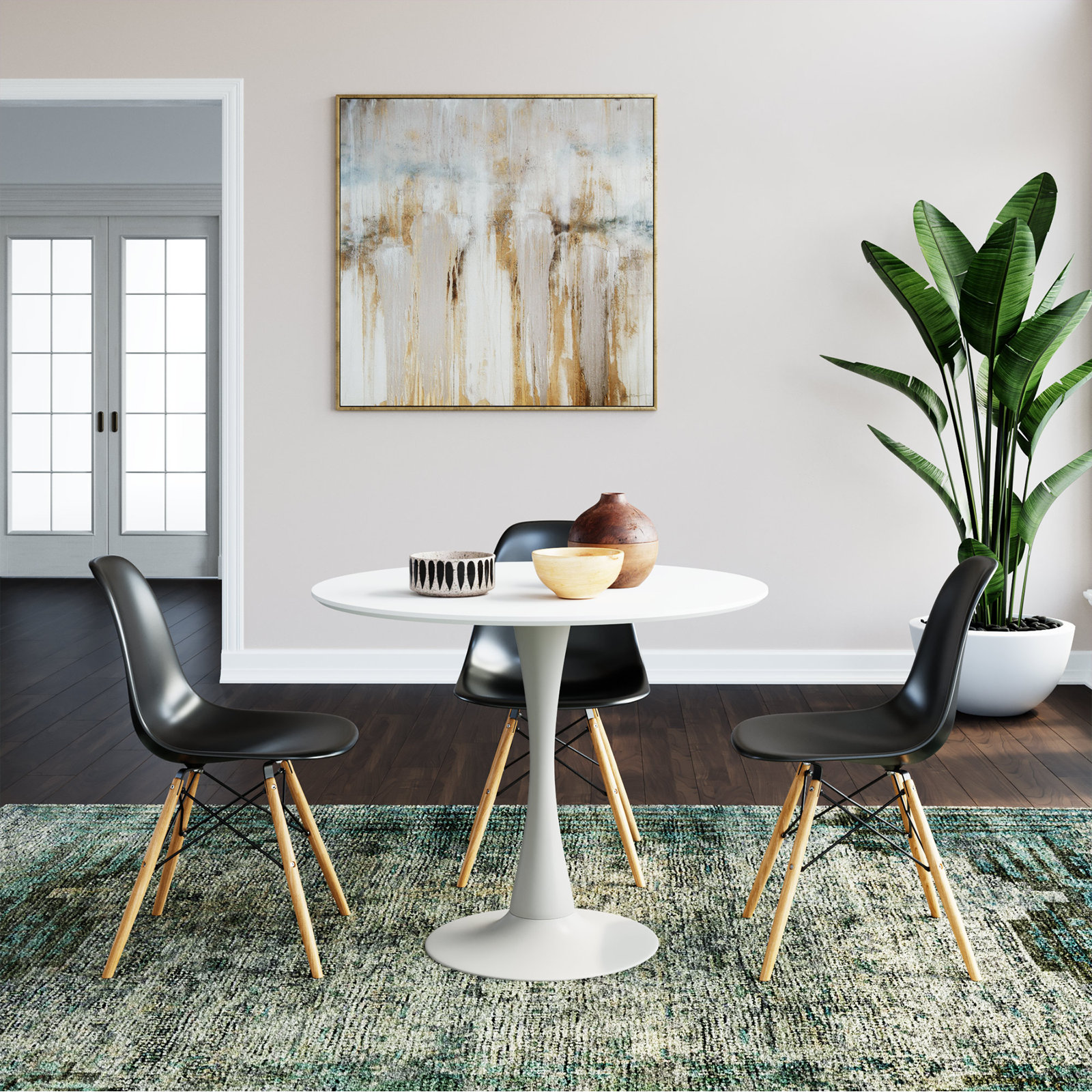 Jordan Side Chair, Black, Natural