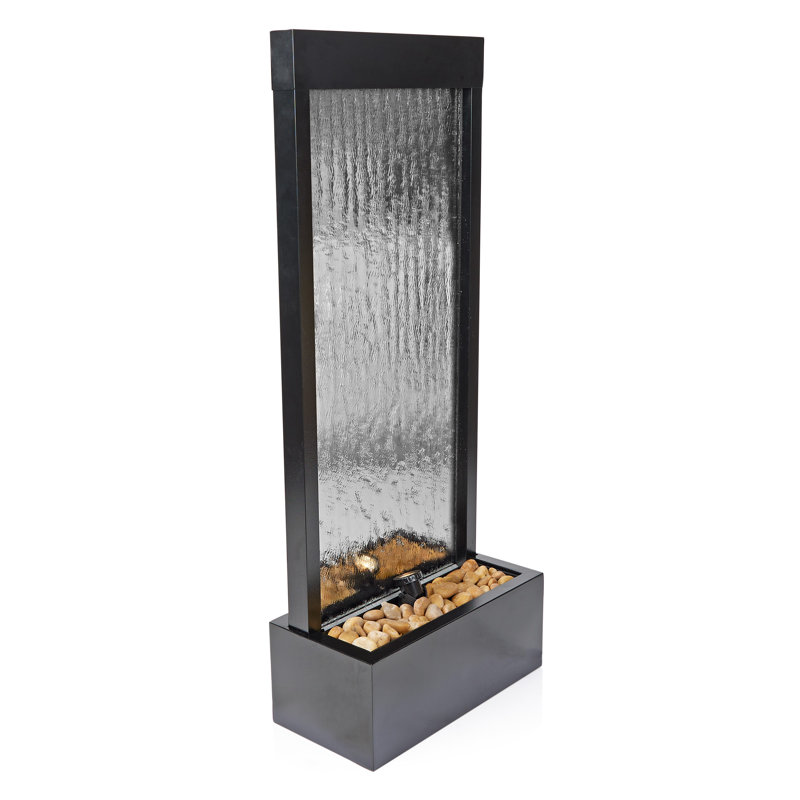 Statesboro Weather Resistant Fountain with Light, Silver, 48" H x 20" W x 10" D