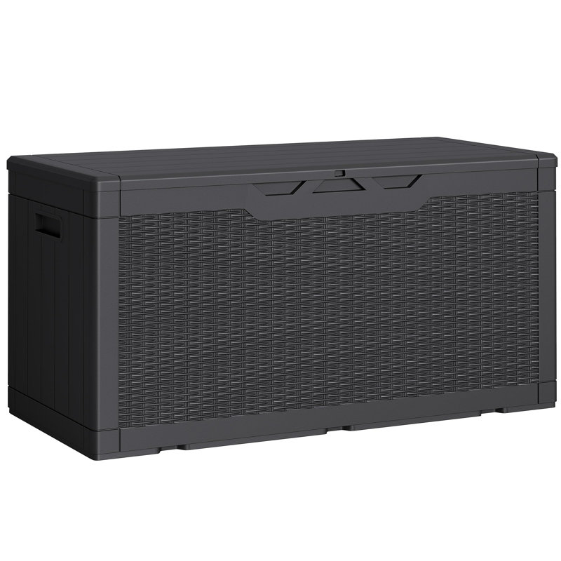Outdoor Storage Box with Lid, 100-Gallon, 1-Unit, (Black), Black
