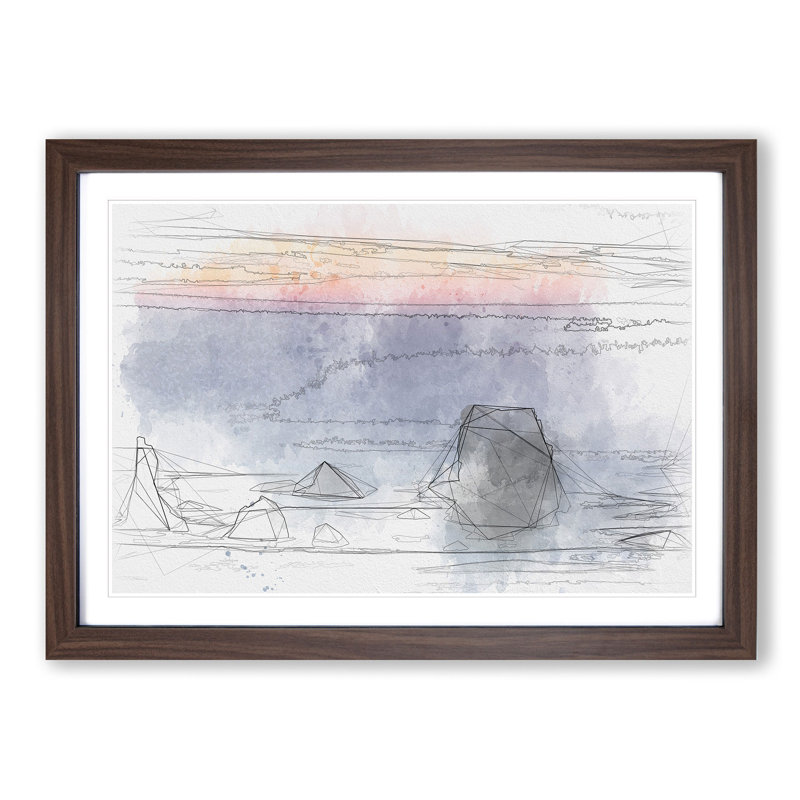 Beach in Bandon - Picture Frame Painting Print, Walnut Framed, 40cm H x 60cm W x 2cm D
