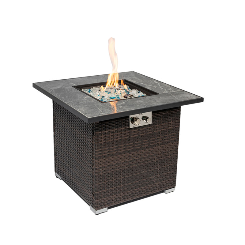 Table de foyer d'extérieur au propane en acier H 24,8 po x l 30 po