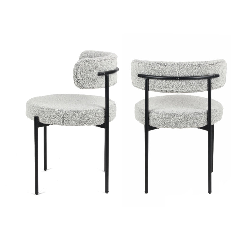 Kachiside 17.25'' H Iron Upholstered Side Chair, Black/White