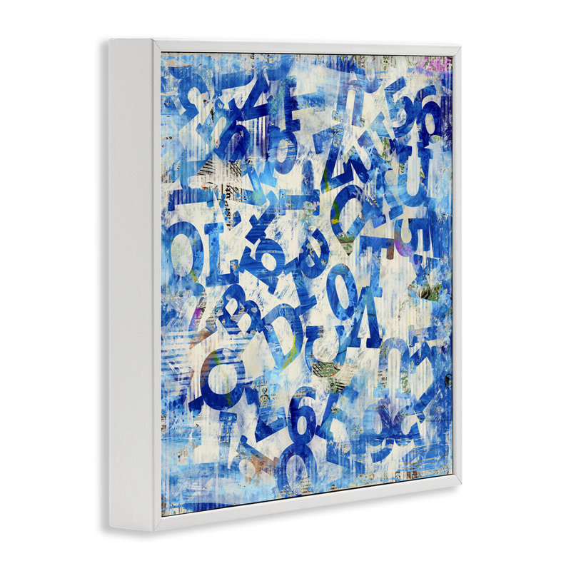 Arrangement de giclée encadrée de lettres bleues par Laura Gibson, Giclée encadrée blanc bord de mer, H 12 po x l 12 po