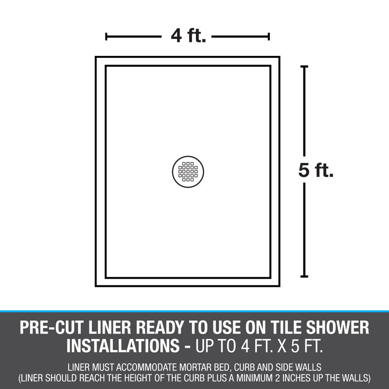 5' W x 6' D Single Threshold Shower Pan Liner