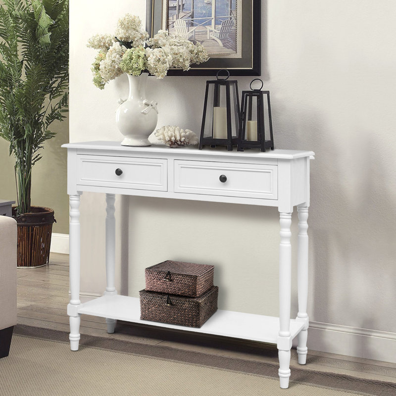 Console Table With Drawers, Narrow Wood Accent Sofa Table Entryway Table With Storage Shelf For Entryway, Front Hall, Hallway, Living Room