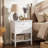 Solid Wood White Side Table-291700573