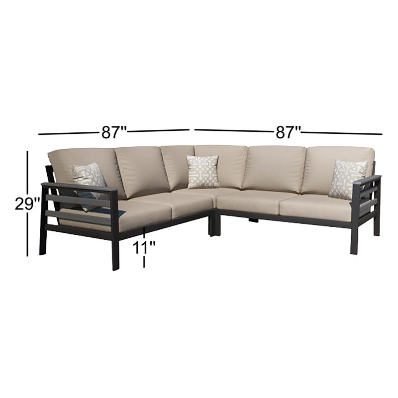 Townsend Outdoor 5 Person Sectional Seating Group With Sunbrella Cushions, Cast Silver Sunbrella®