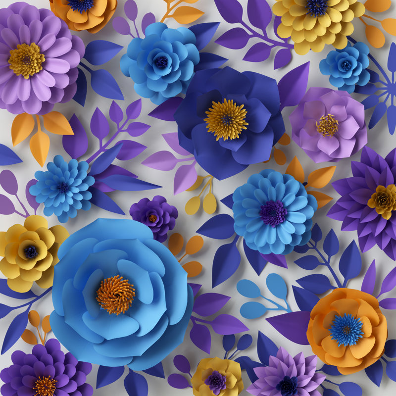 Papier fleurs - Photographie sur toile tendue, H 12 po x l 12 po