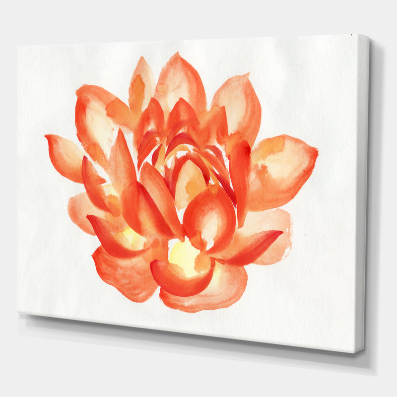 " Vintage Detail Of A Orange Lotus " Painting Print, 24" H x 32" W x 1" D, Wrapped Canvas