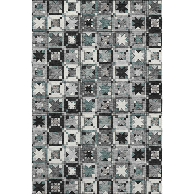 Tapis de qualité supérieure lavable à la machine Villers, Gris, 9 pi x 12 pi