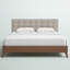 Grand lit plateforme tapissier beige clair H 43,29 po x l 62,99 po x L 85,02 po Herger-906804045-823804035