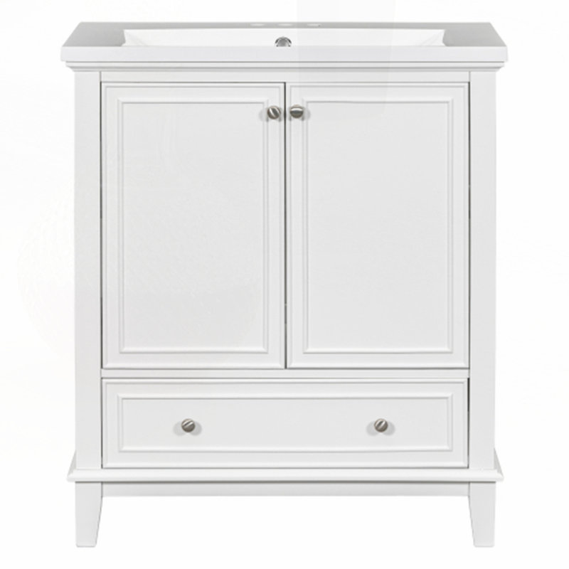 Meuble-lavabo 30 po avec lavabo, Blanc / argenté