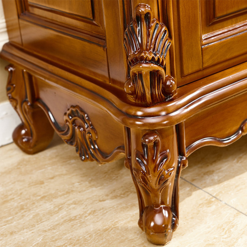 Armoire à chaussures européenne en bois massif sculpté 12 paires