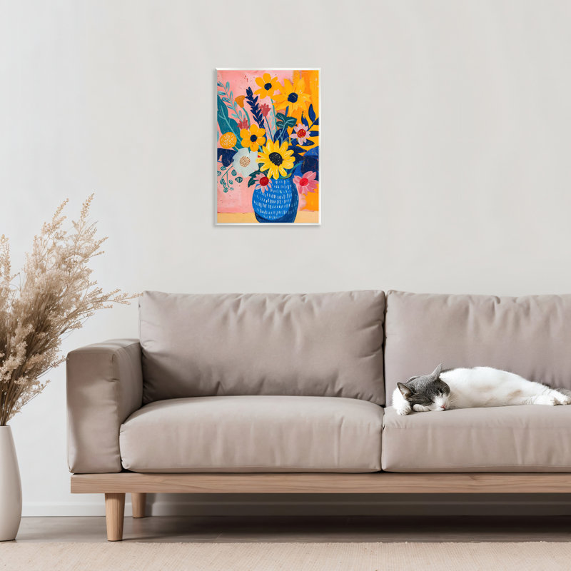 Plaque murale colorée en forme de vase floral, design par LSR Creative Studio, H 15 po x l 10 po