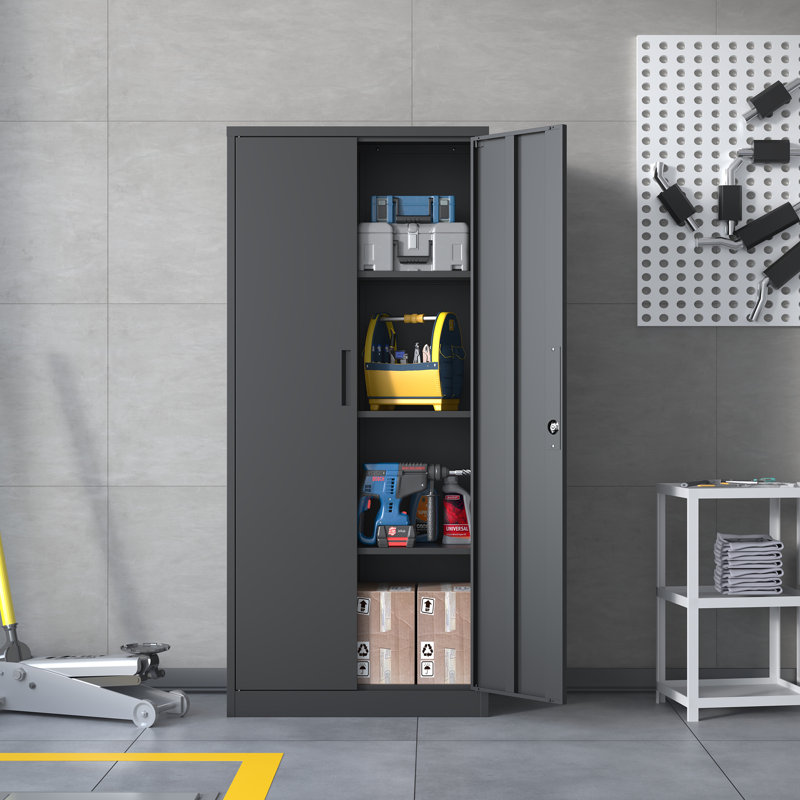 Armoire de garage 71 po en métal - Armoire en acier robuste et sécuritaire pour le garage et le bureau personnel